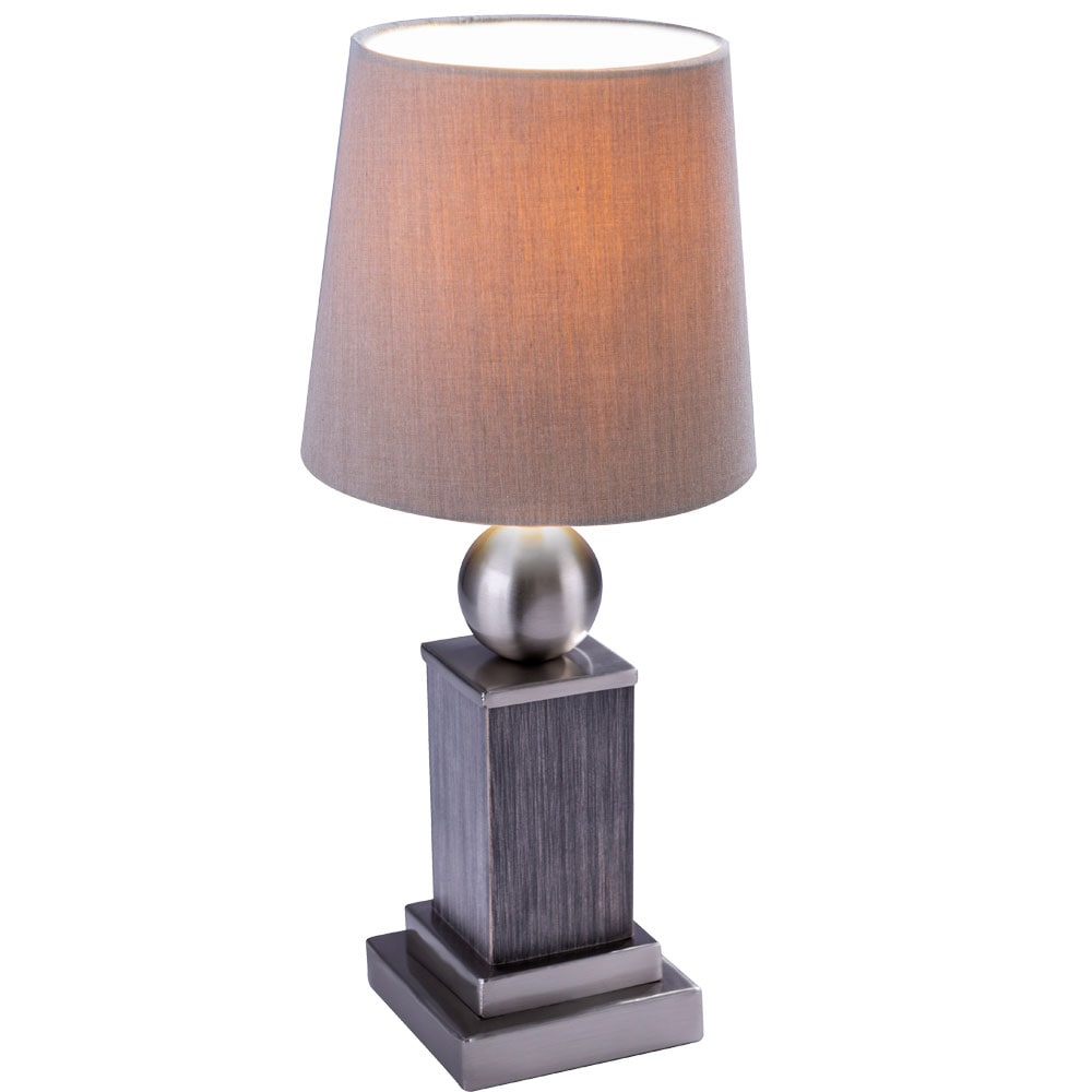 Textil Tischleuchte, Holz, nickel matt, H&ouml;he 34 cm - Bild 1