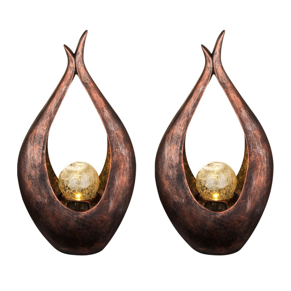 2x LED Solarlampen Bronzefarben, Glaskugel, H&ouml;he 50 cm - Bild 1