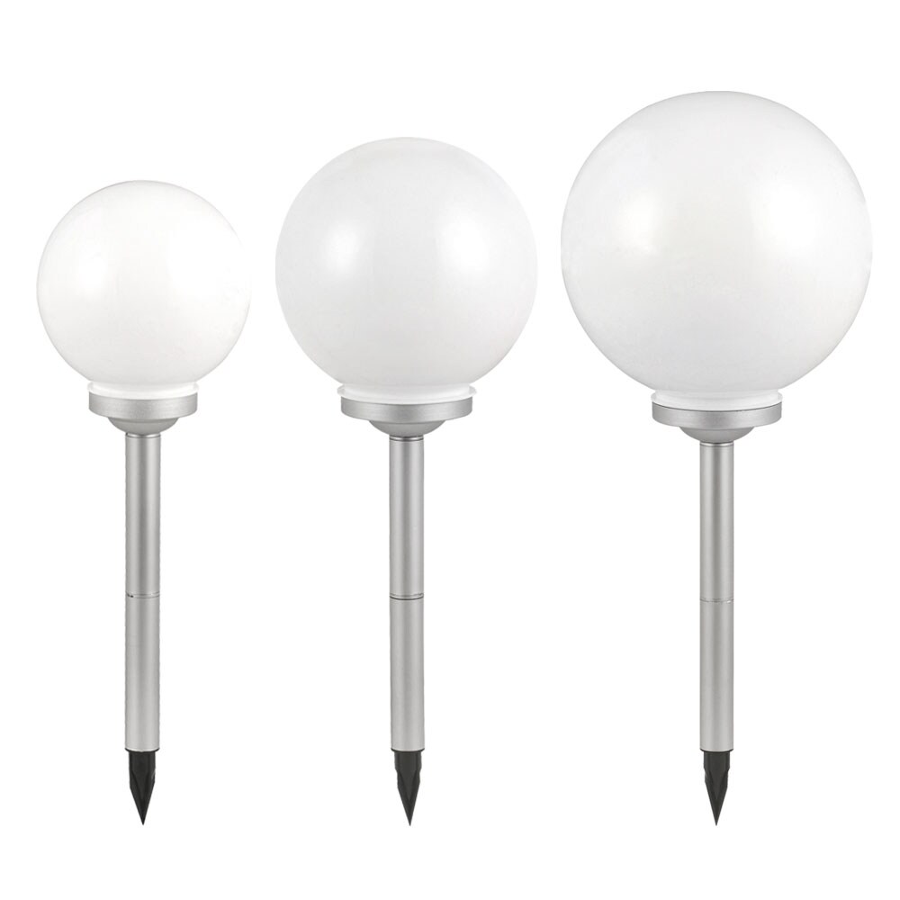 3er Set LED Solar Kugelleuchten wei&szlig;, Erdspie&szlig; - Bild 1