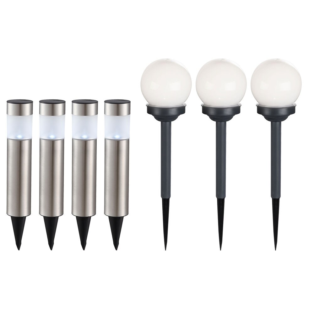 7er Set LED Solarleuchten, Säulen – und Kugel Design | 04059157079823