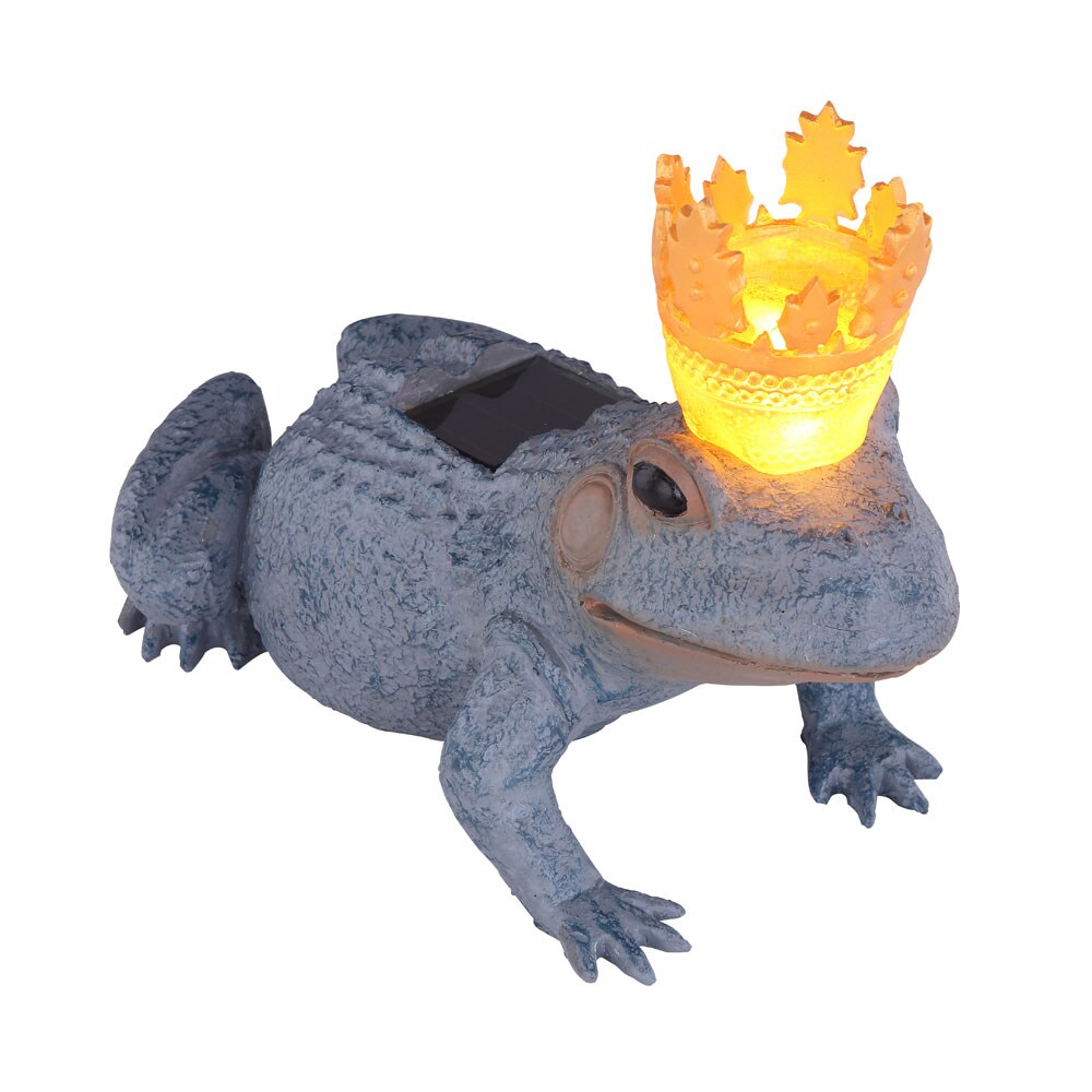 LED Solarleuchte, Froschk&ouml;nig, grau, gold, H&ouml;he 22 cm - Bild 1