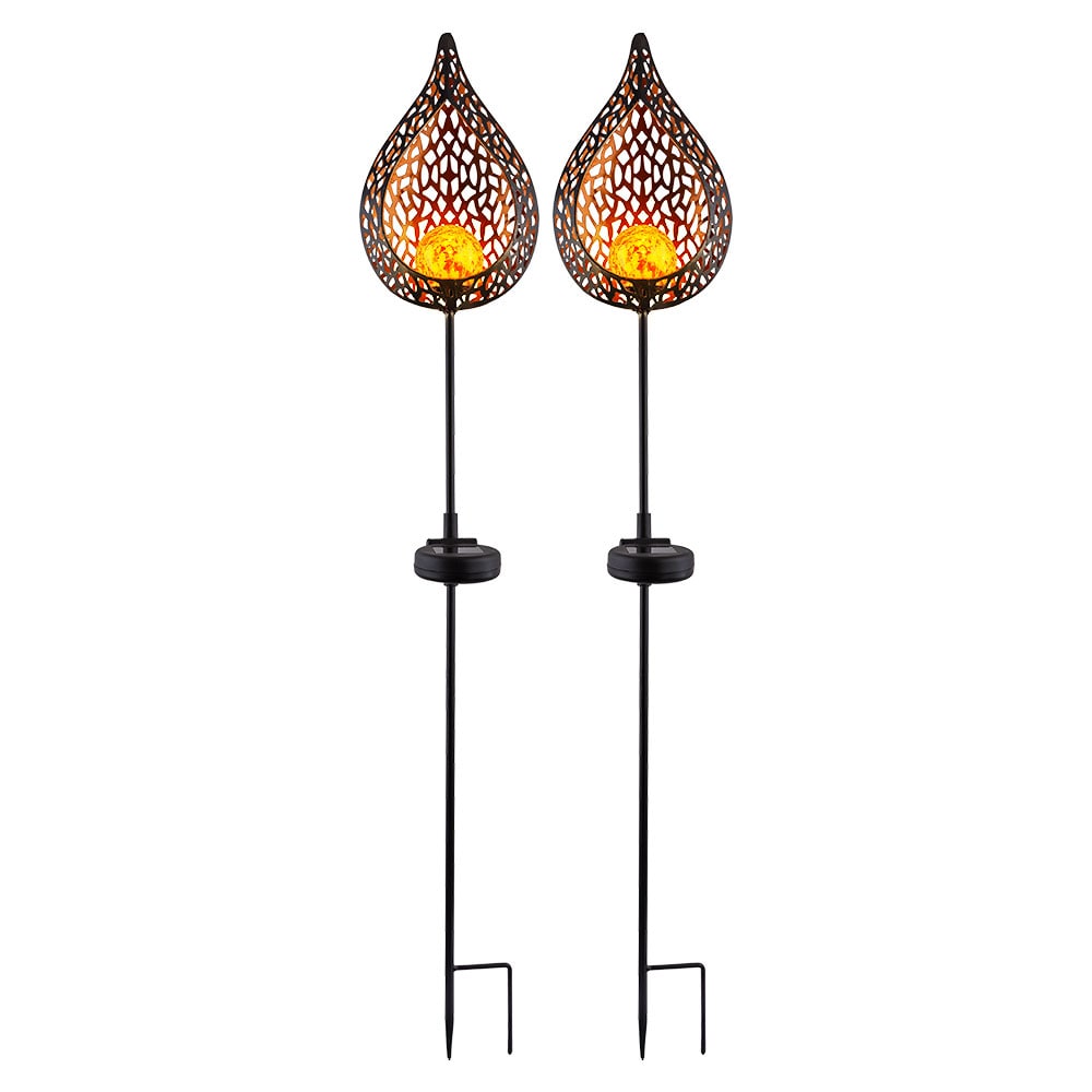 2er Set LED Solar-Steckleuchten im Flammen Design - Bild 1