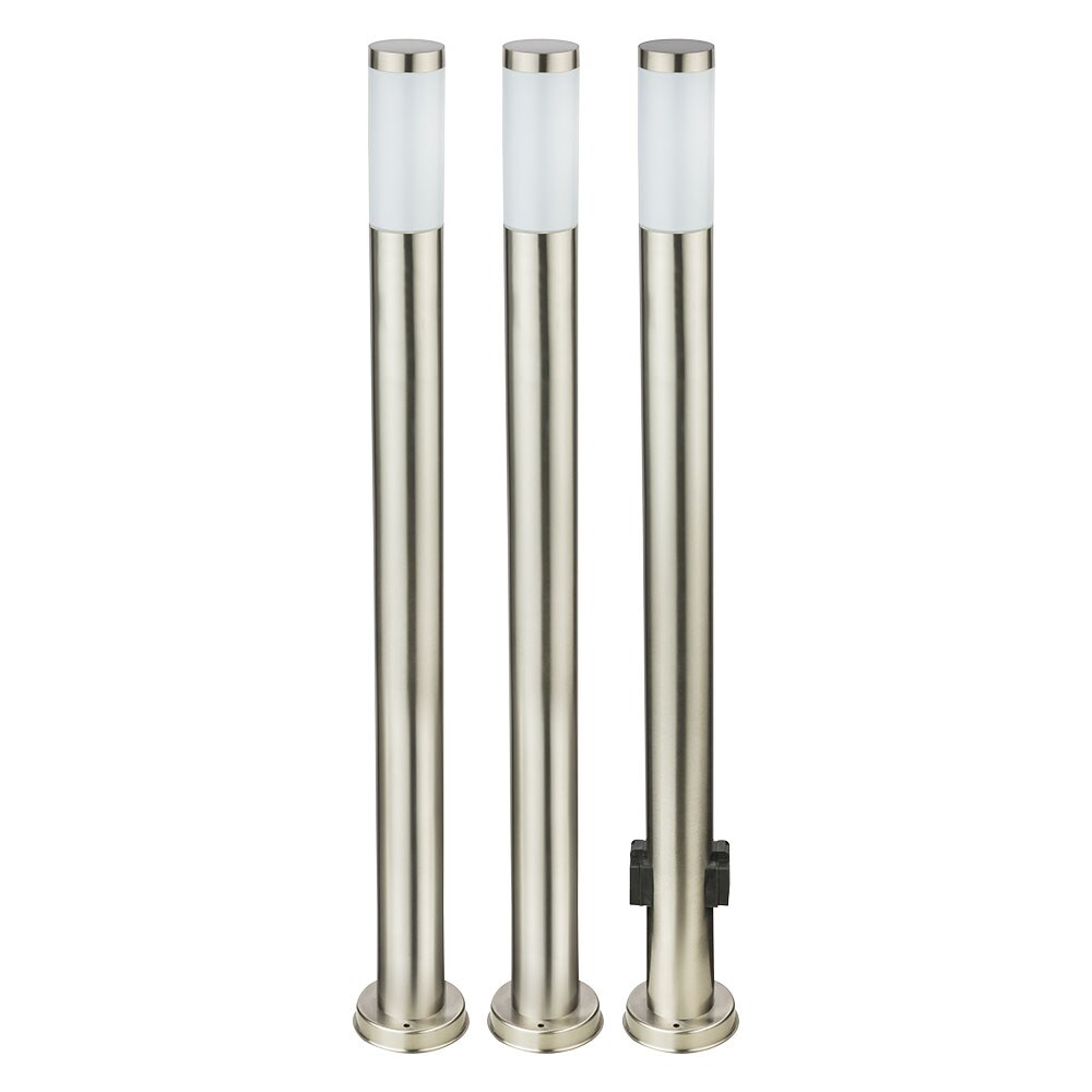 3x LED Au&szlig;en S&auml;ulen Stehlampen, Stromverteiler Edelstahl - Bild 1
