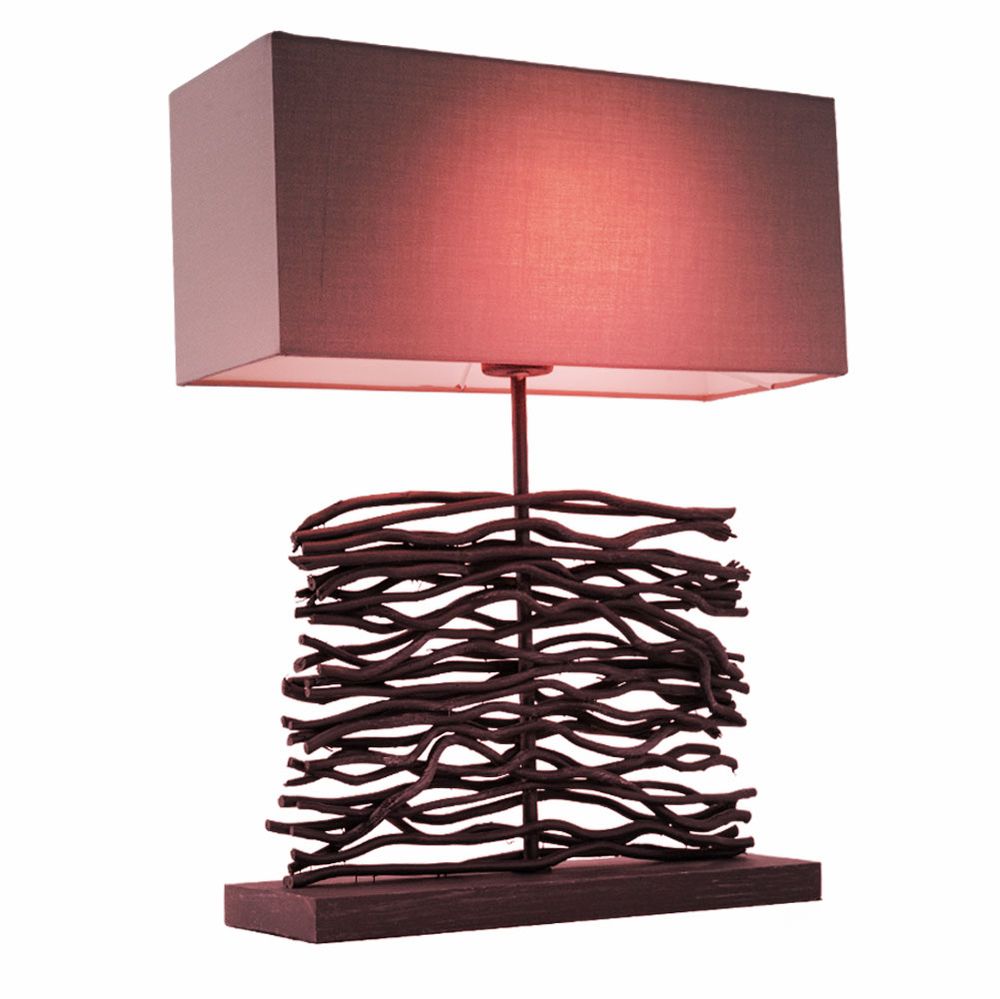 RGB LED Tischleuchte aus Holz, grau, H&ouml;he 50 cm, JAMIE - Bild 1