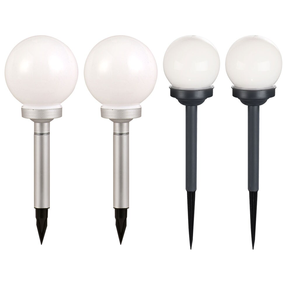 4er Set LED Solar Steckleuchten, Kugel Design, weiß | 04059157084612