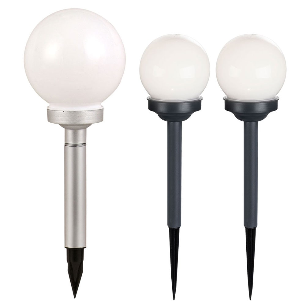 3er Set LED Solar Steckleuchten, Kugel Design, wei&szlig; - Bild 1