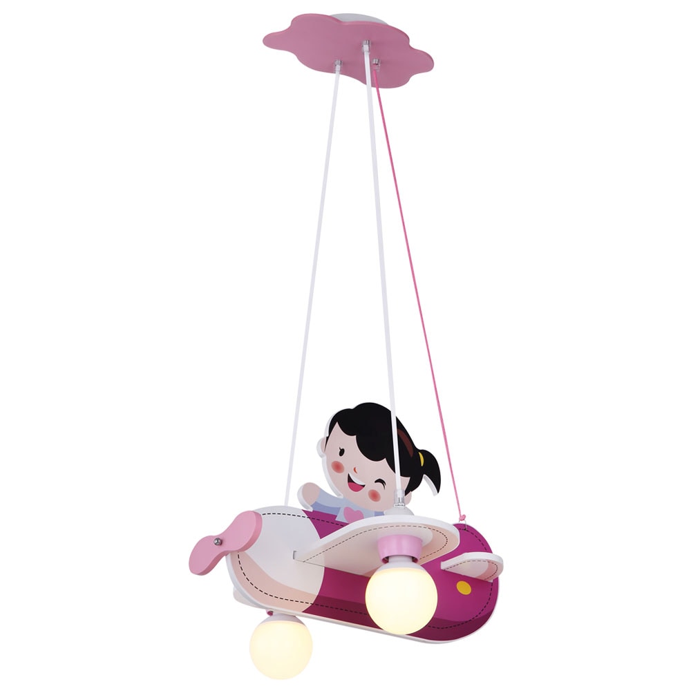 H&auml;ngelampe, Flugzeug Design, pink, L 43 cm, KITA - Bild 1