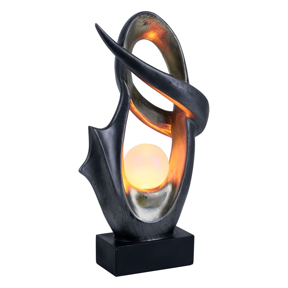 LED Solarlampe, schwarz, silber, IP44, Glas, Feuereffekt - Bild 1