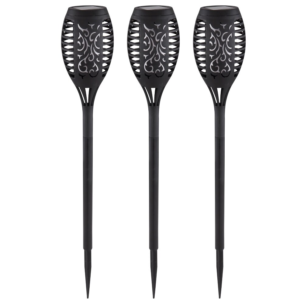 3er Set LED Solar-Steckleuchte, Stanzungen, schwarz, H 49,5 cm | 09007371574599