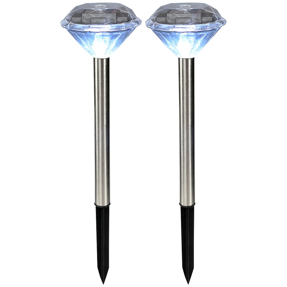 2er Set LED Solar Steckleuchte, Diamant Design, H 34 cm - Bild 1