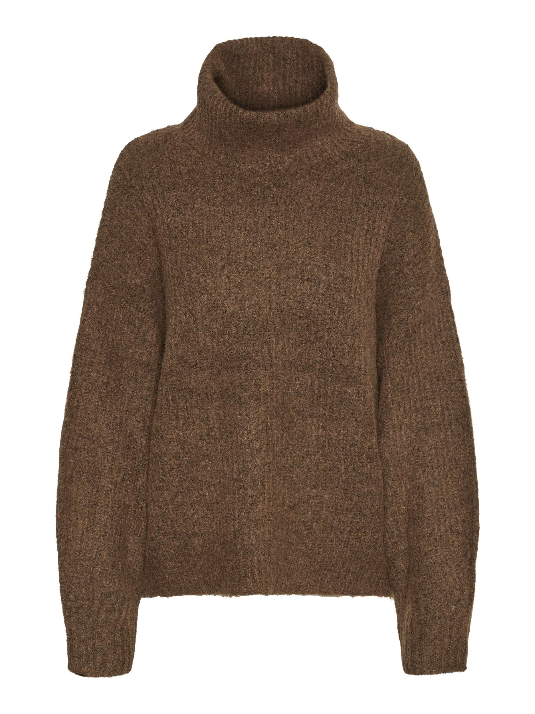 VERO MODA Rollkragenpullover 'Julie' Aztec, Unifarben, Braun - Gr. XS - Bild 1