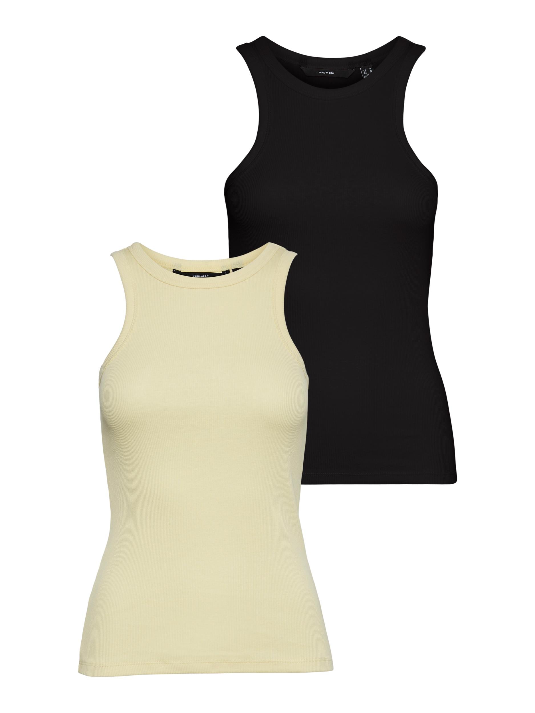 VERO MODA Tank Top 'Natasha' Lemon Meringue Black, Unifarben, Gelb - Gr. L - Bild 1