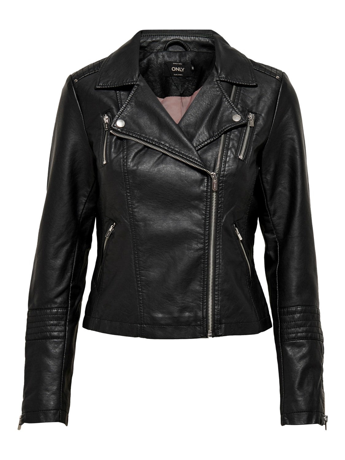 ONLY Bikerjacke 'ONLGEMMA FAUX LEATHER BIKER OTW NOOS' Black, Unifarben, Schwarz - Gr. 36