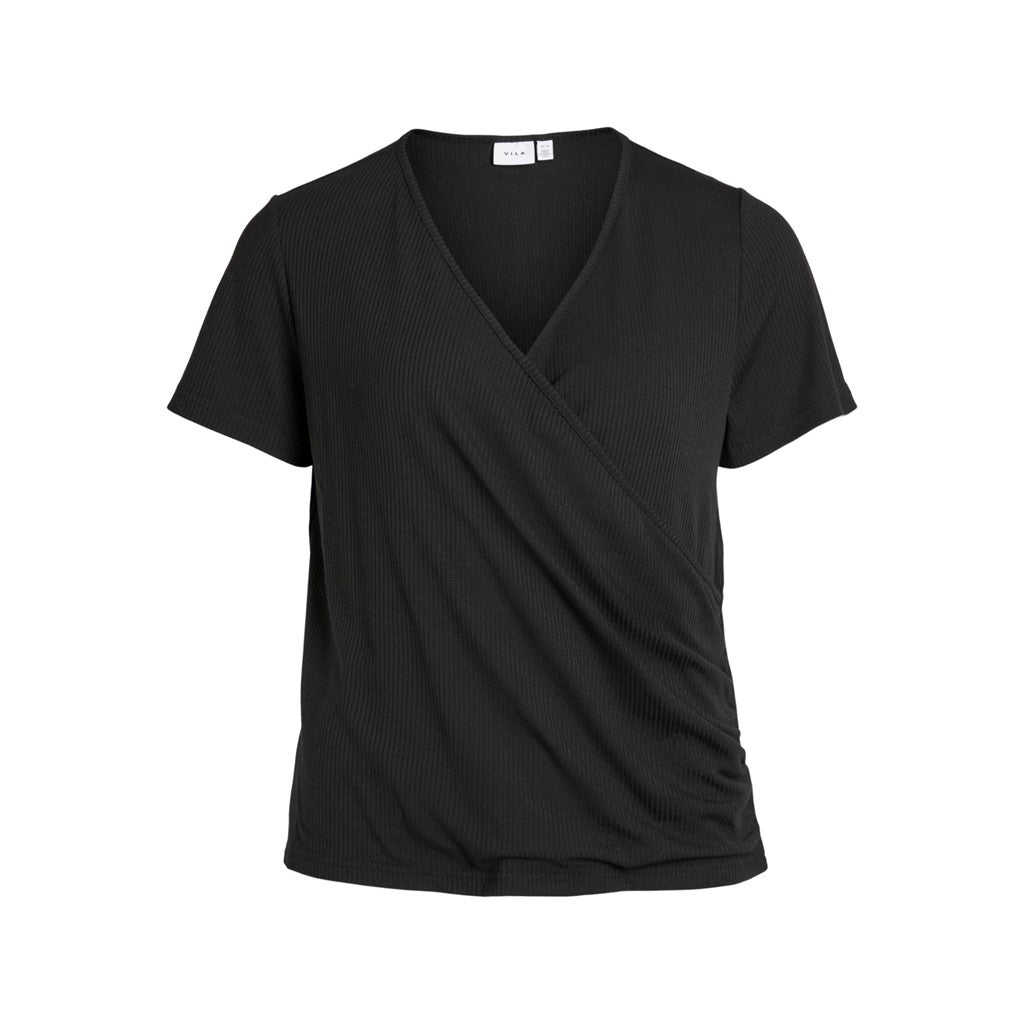 VILA Wickelshirt 'Marley' Black, Unifarben, Schwarz - Gr. S - Bild 1