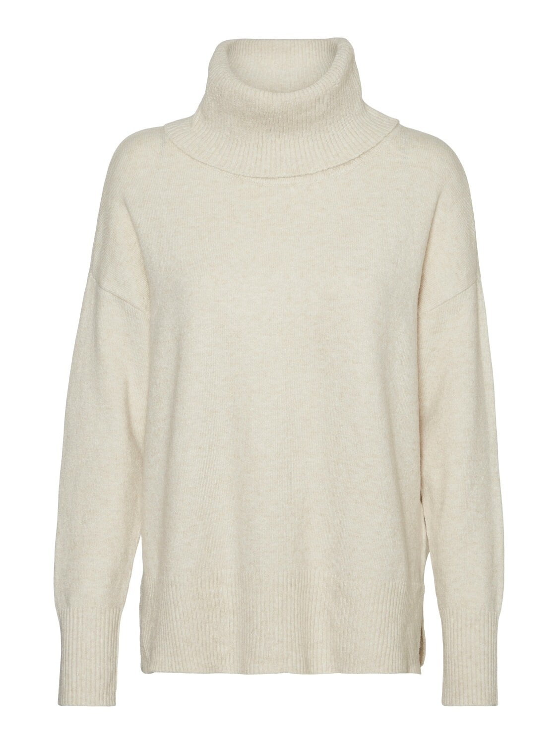 VERO MODA Rollkragenpullover 'VMDOFFY LS COWLNECK BLOUSE GA NOOS' Birch MELANGE, Unifarben, Weiß - Gr. M