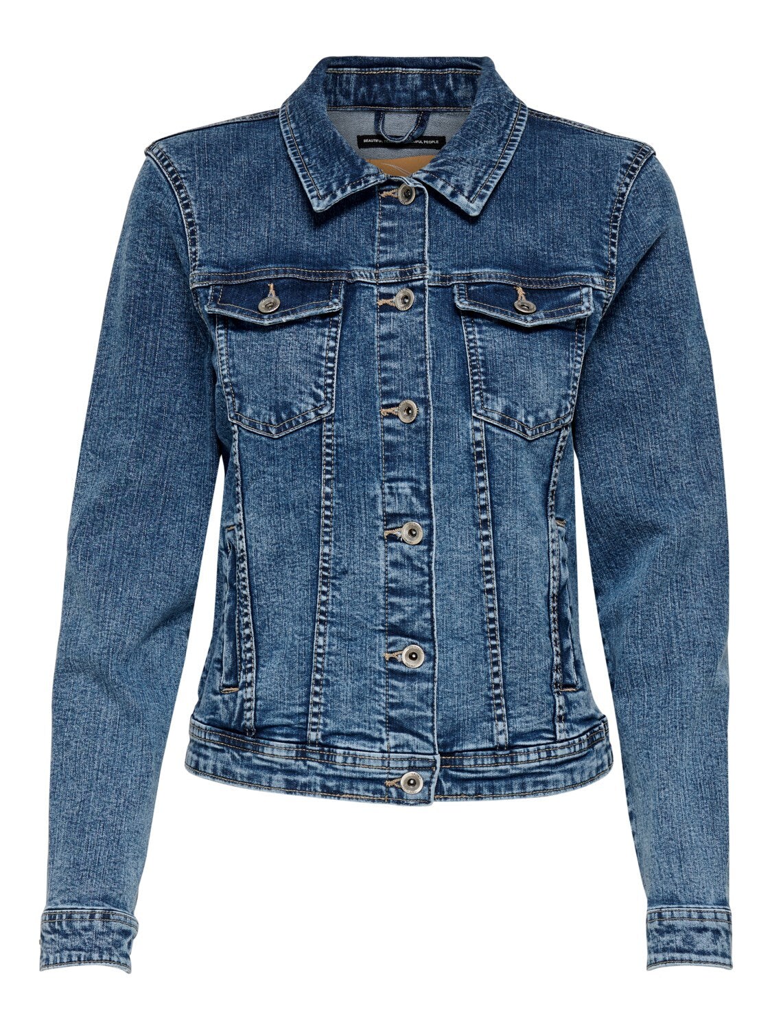 ONLY Jeans Jacke 'Tia' Medium Blue Denim, Unifarben, Blau - Gr. 34