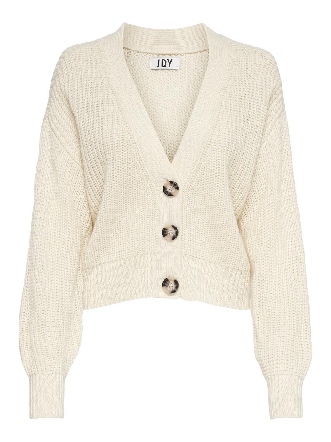 JDY Cardigan 'JDYJUSTY L/S SHORT CARDIGAN KNT NOOS' Eggnog, Unifarben, Wei&szlig; - Gr. XS - Bild 1