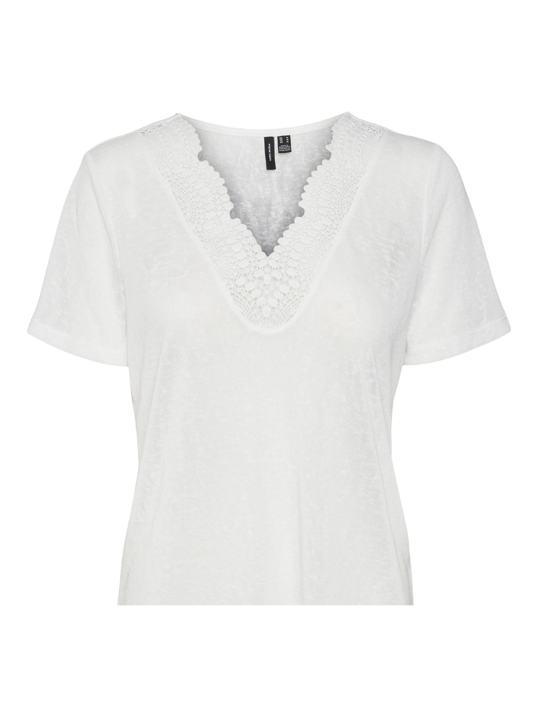 VERO MODA V-Shirt 'Sao' Snow White, Unifarben, Wei&szlig; - Gr. L - Bild 1