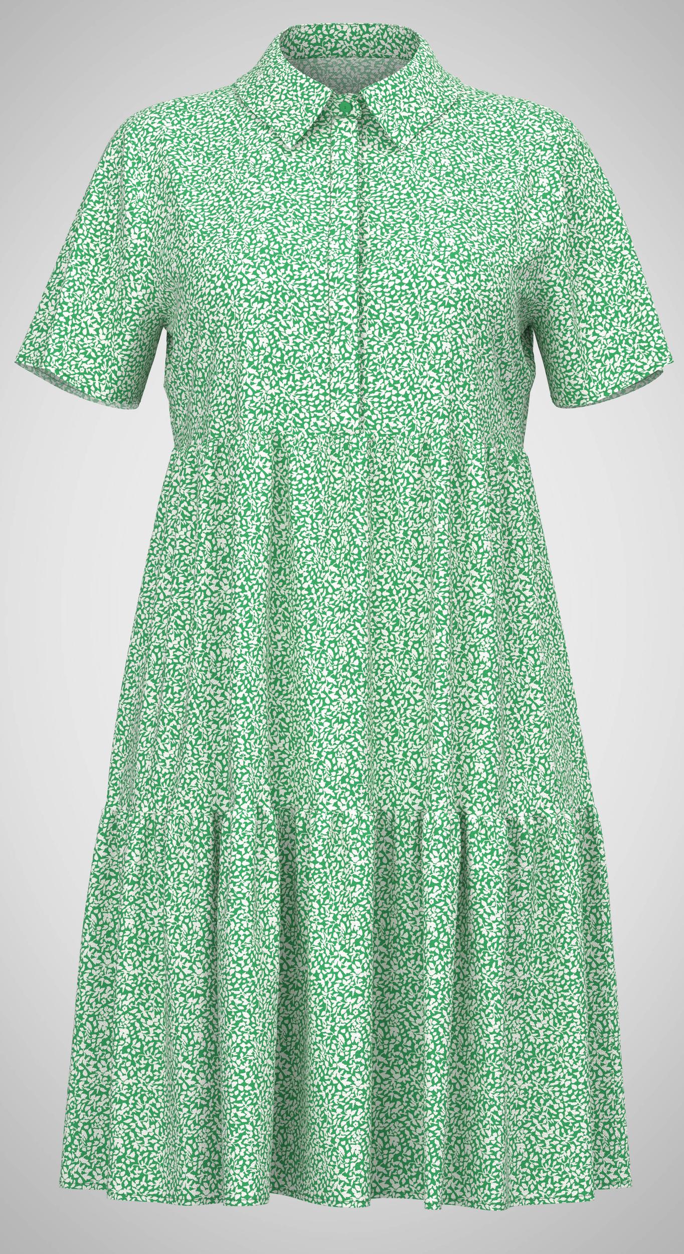 JDY Hemdkleid 'Piper' Kelly Green / Cloud Dancer Leaves, Motivprint, Gr&uuml;n - Gr. 34 - Bild 1