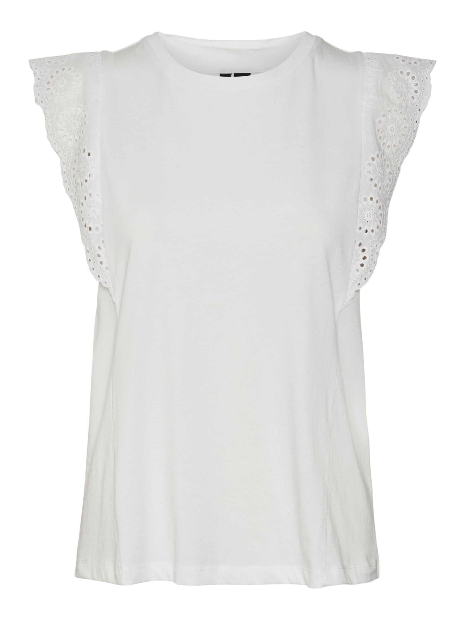 VERO MODA Rundhalsshirt 'Hollyn' Snow White, Unifarben, Wei&szlig; - Gr. L - Bild 1