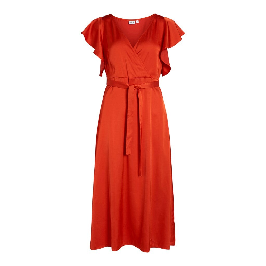 VILA Midikleid 'Carolina' Tigerlily, Unifarben, Orange - Gr. 42 - Bild 1