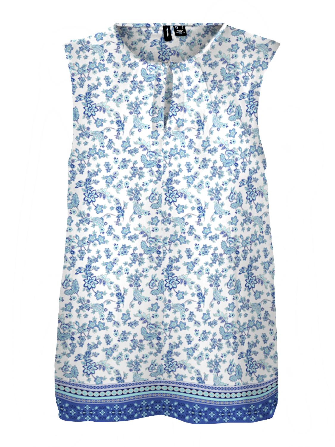 VERO MODA V-Shirt 'Milan' Dazzling Blue Mira, GeblmtFloral, Blau - Gr. L - Bild 1