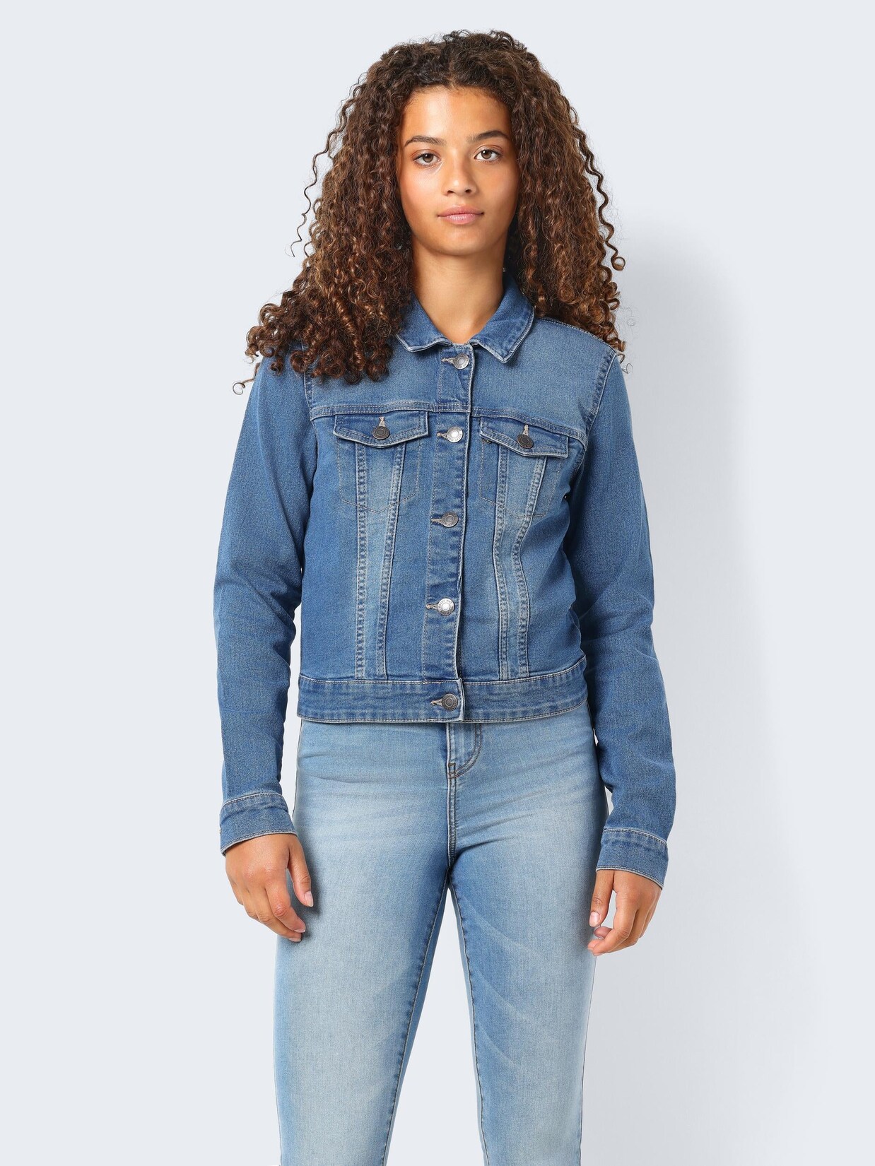 NOISY MAY Jeans Jacke 'Debra' Medium Blue Denim, Unifarben, Blau - Gr. XS