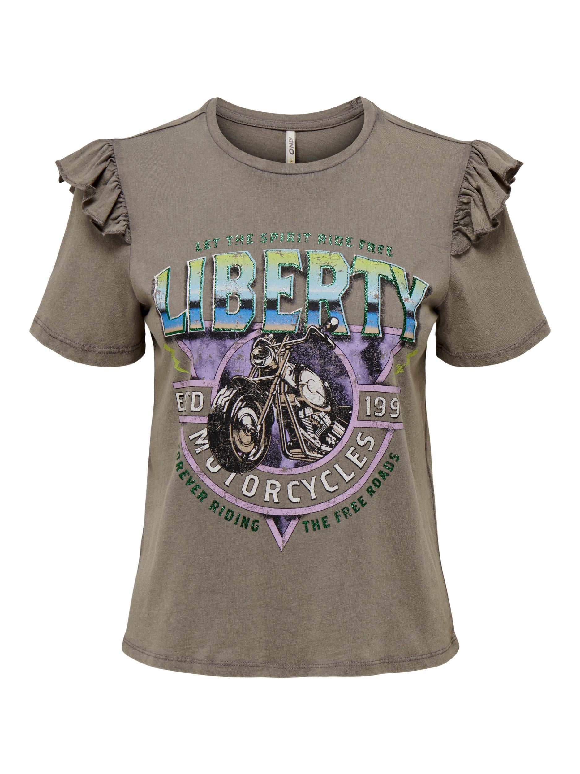 ONLY Rundhalsshirt 'ONLLUCY 1995' December Sky Liberty, Motivprint, Grau - Gr. L - Bild 1