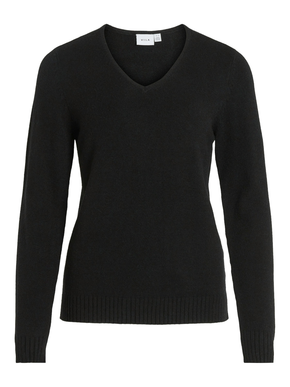 VILA V-Pullover 'VIRIL V-NECK L/S KNIT TOP - NOOS' Black, Unifarben, Schwarz - Gr. XS - Bild 1
