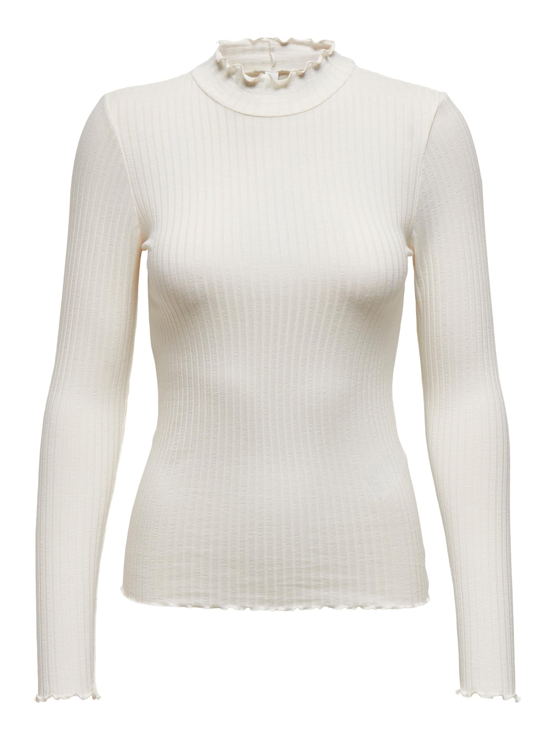JDY Langarmshirt 'JDYFRANSISKA L/S HIGHNECK TOP JRS NOOS' Cloud Dancer, Unifarben, Wei&szlig; - Gr. M - Bild 1