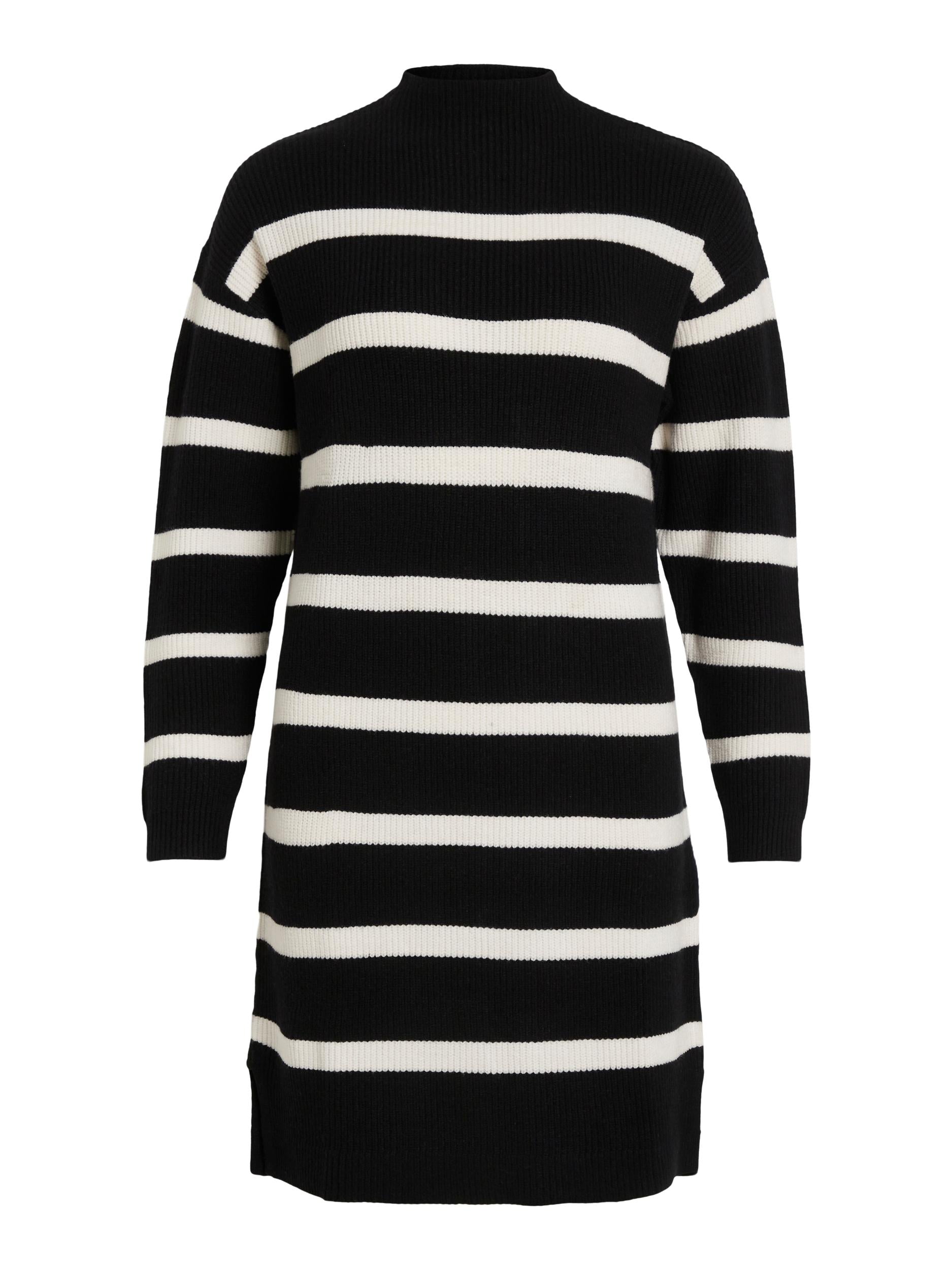VILA Strickkleid 'Ril' Black White Alyssum, Gestreift, Schwarz - Gr. L - Bild 1
