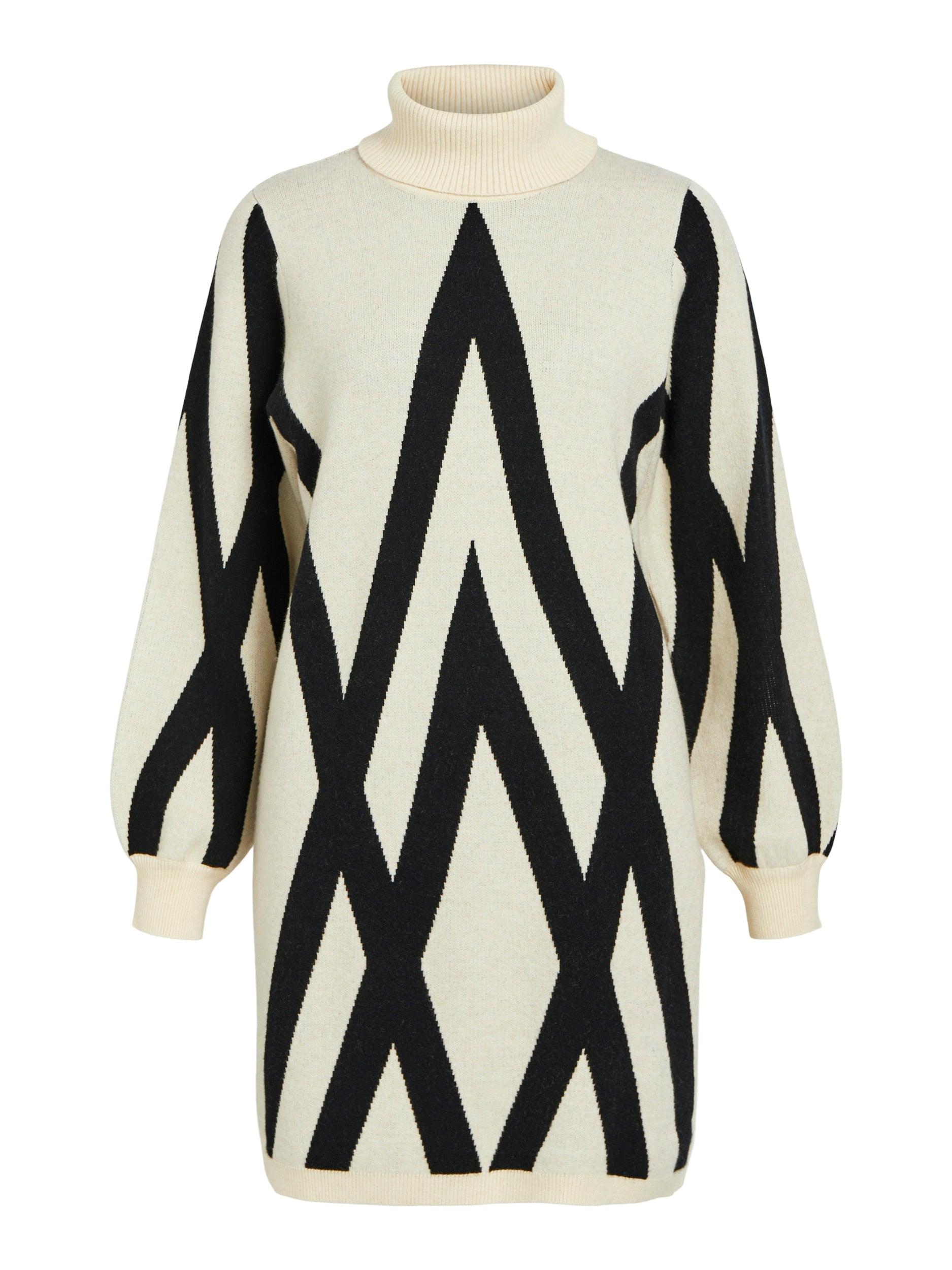 OBJECT Strickkleid 'Ray' Sandshell BLACK GRAPHIC, WeiteresMuster, Beige - Gr. S - Bild 1