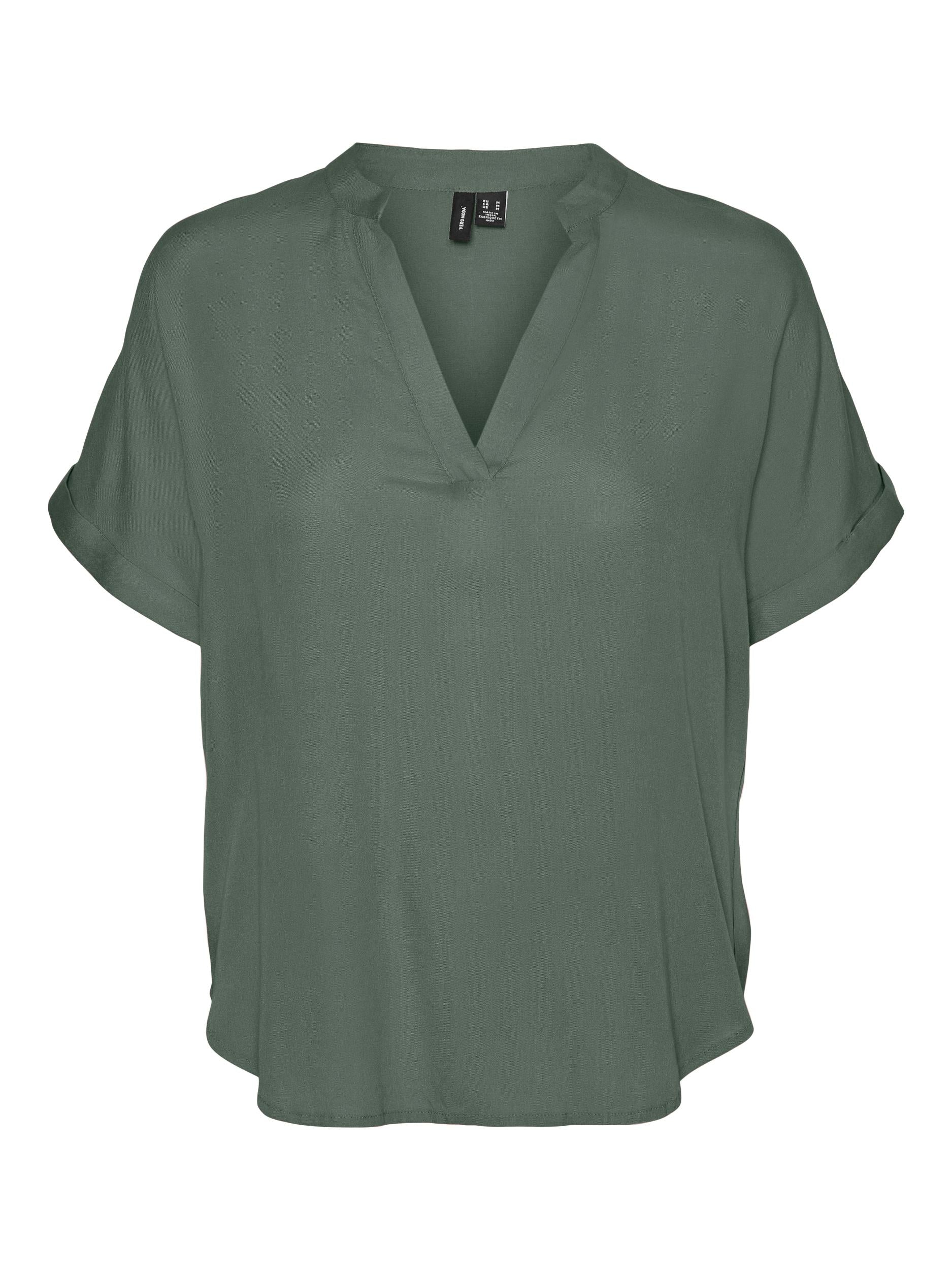 VERO MODA Blusenshirt 'Beauty' Laurel Wreath, Unifarben, Gr&uuml;n - Gr. L - Bild 1