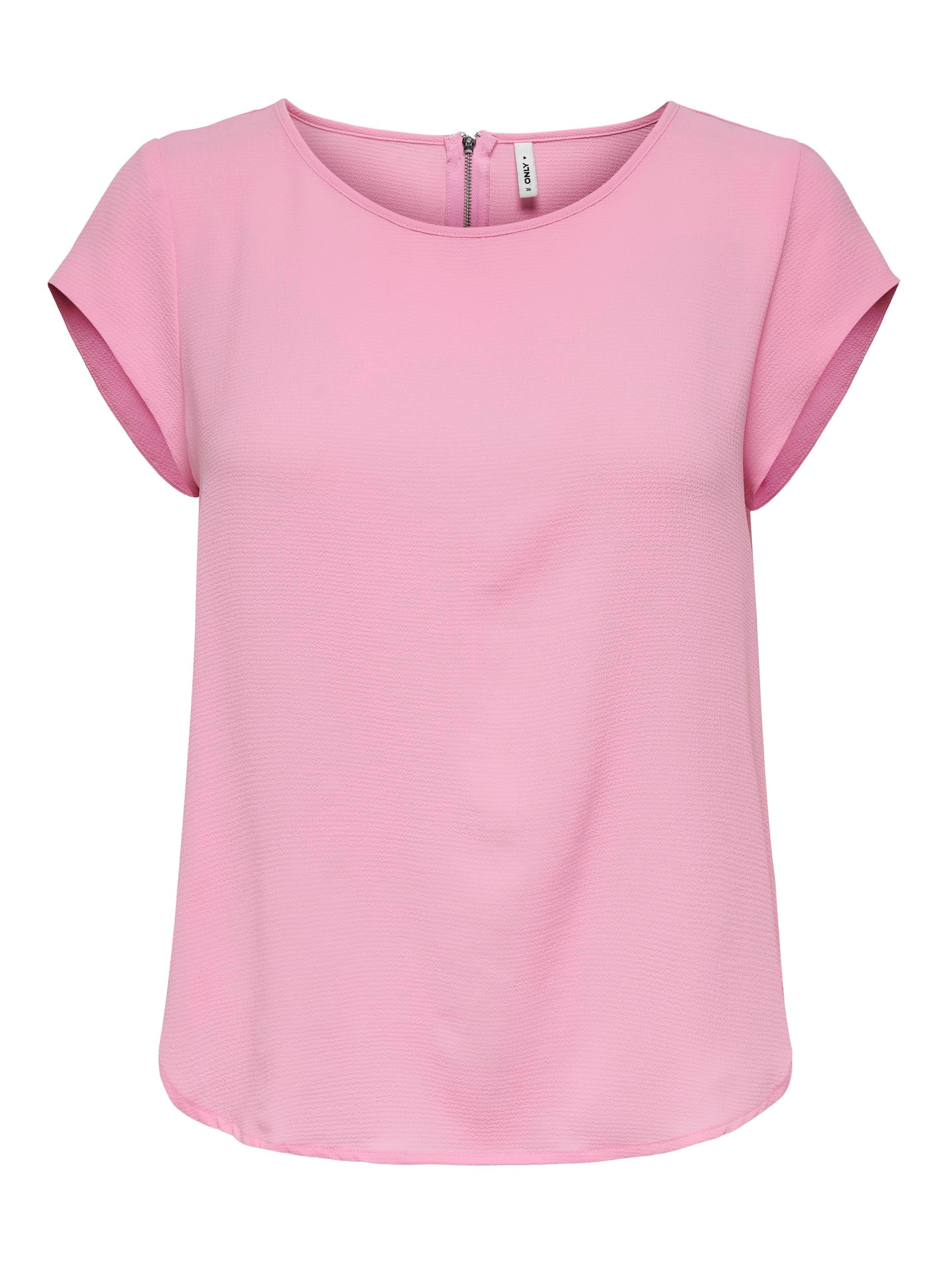 ONLY Blusenshirt 'ONLVIC S/S SOLID TOP NOOS PTM' Bonbon, Unifarben, Pink - Gr. 42 - Bild 1