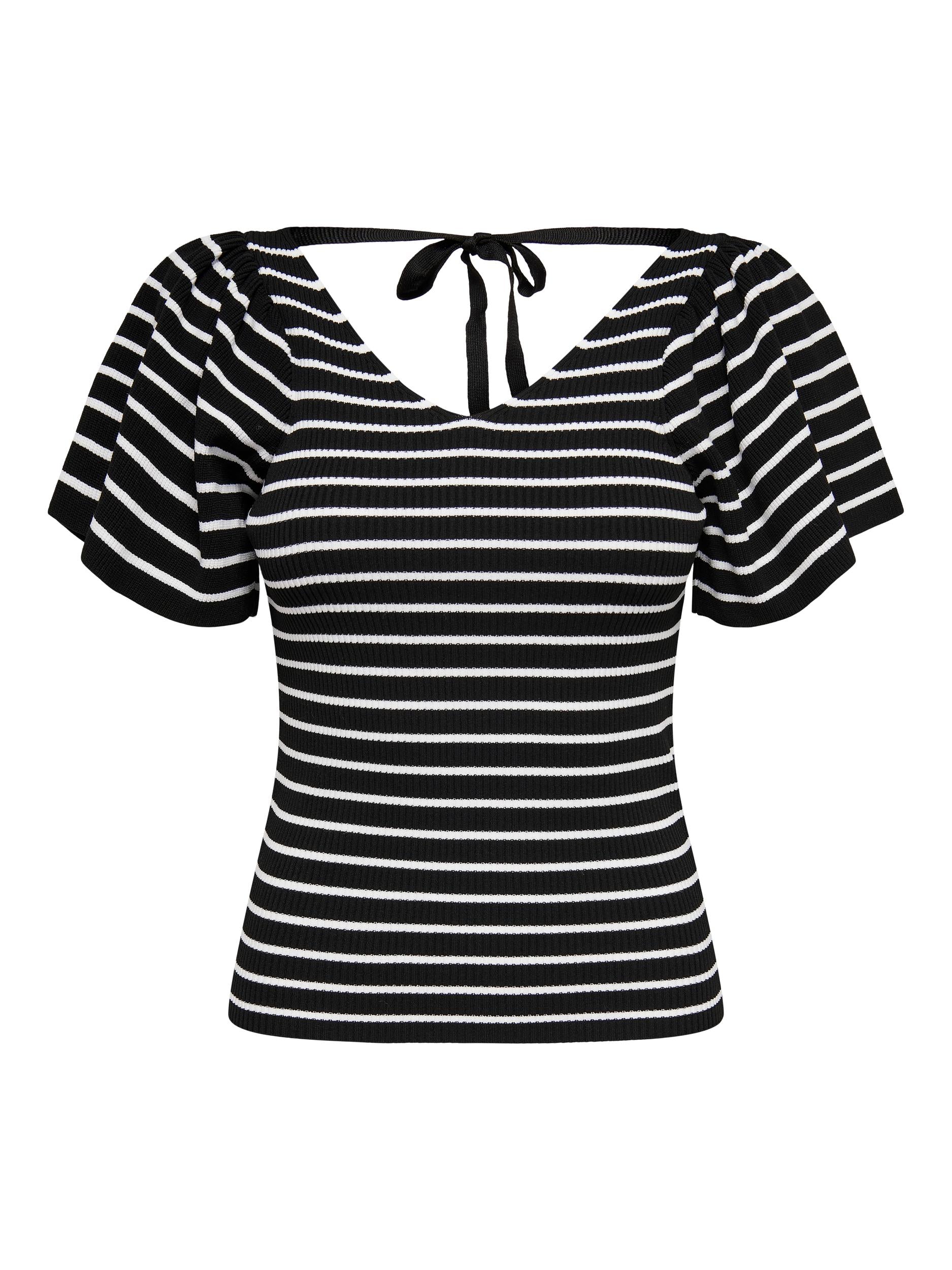 ONLY T-Shirt 'Leelo Stripe' Black CLOUD DANCER, Gestreift, Schwarz - Gr. M - Bild 1
