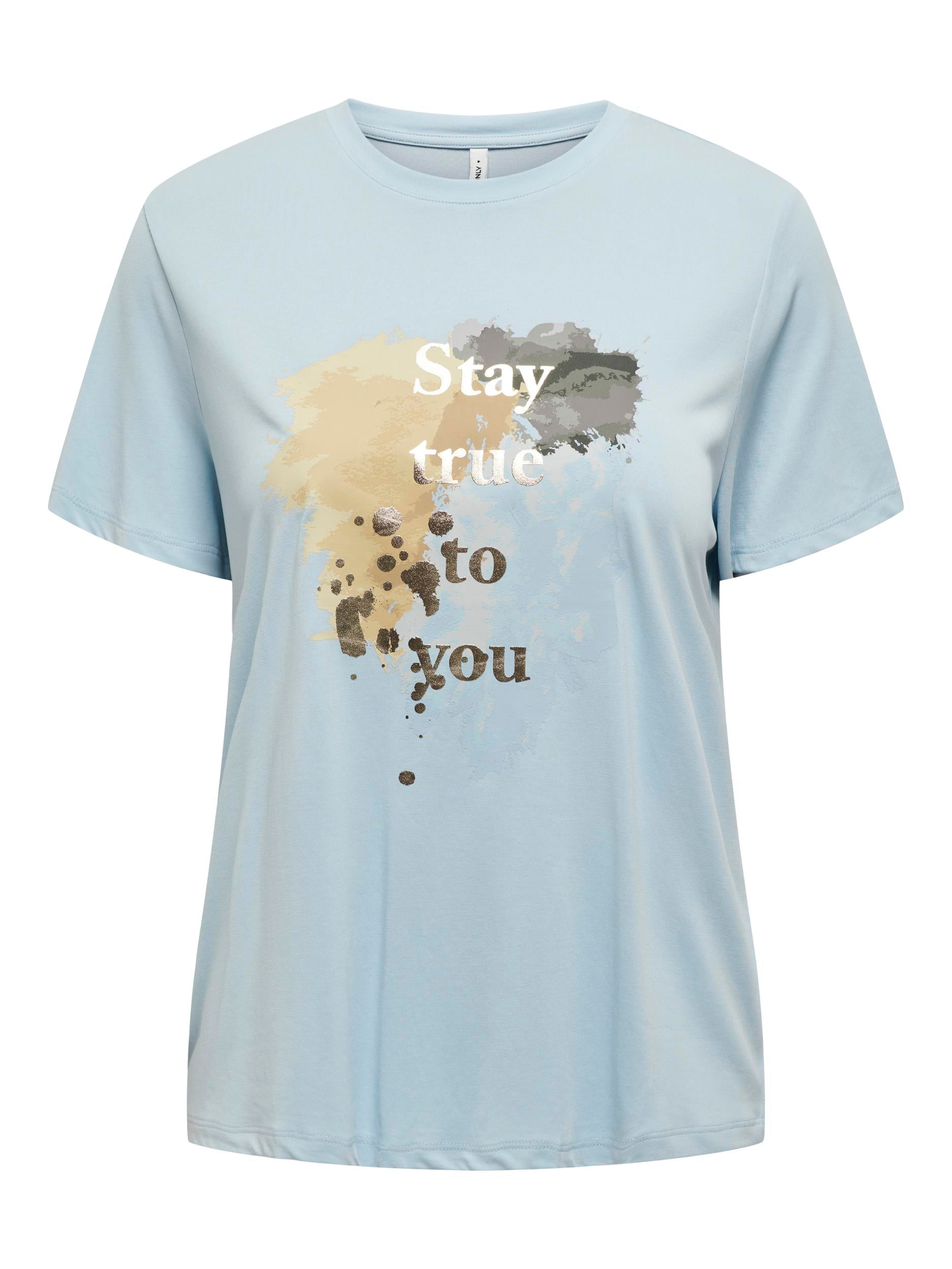 ONLY T-Shirt 'Free Life Print' Cashmere Blue Stay true, Motivprint, Blau - Gr. L - Bild 1