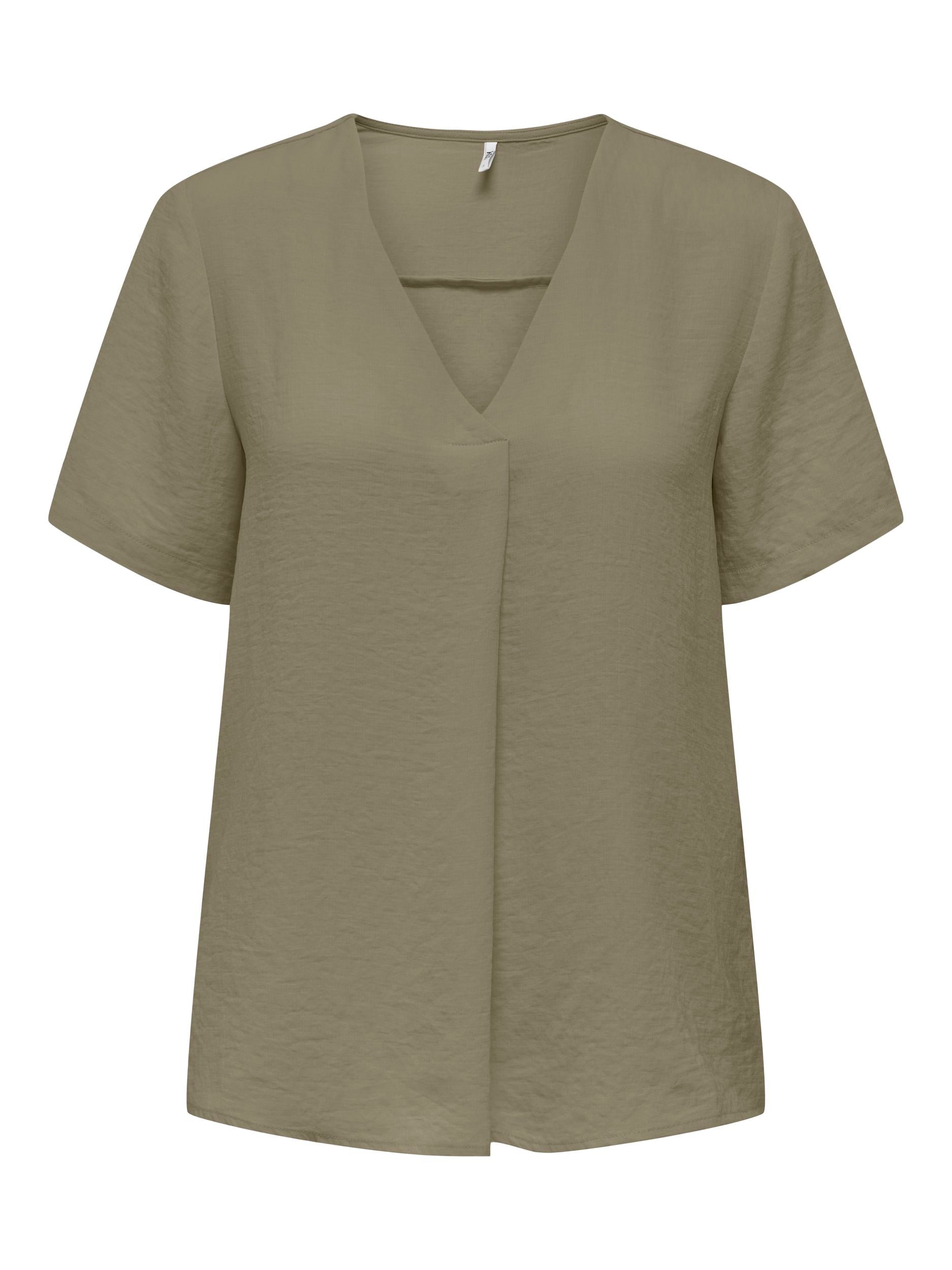JDY Blusenshirt 'JDYDIVYA LIFE S/S V-NECK TOP WVN DIA' Mermaid, Unifarben, Gr&uuml;n - Gr. XL - Bild 1