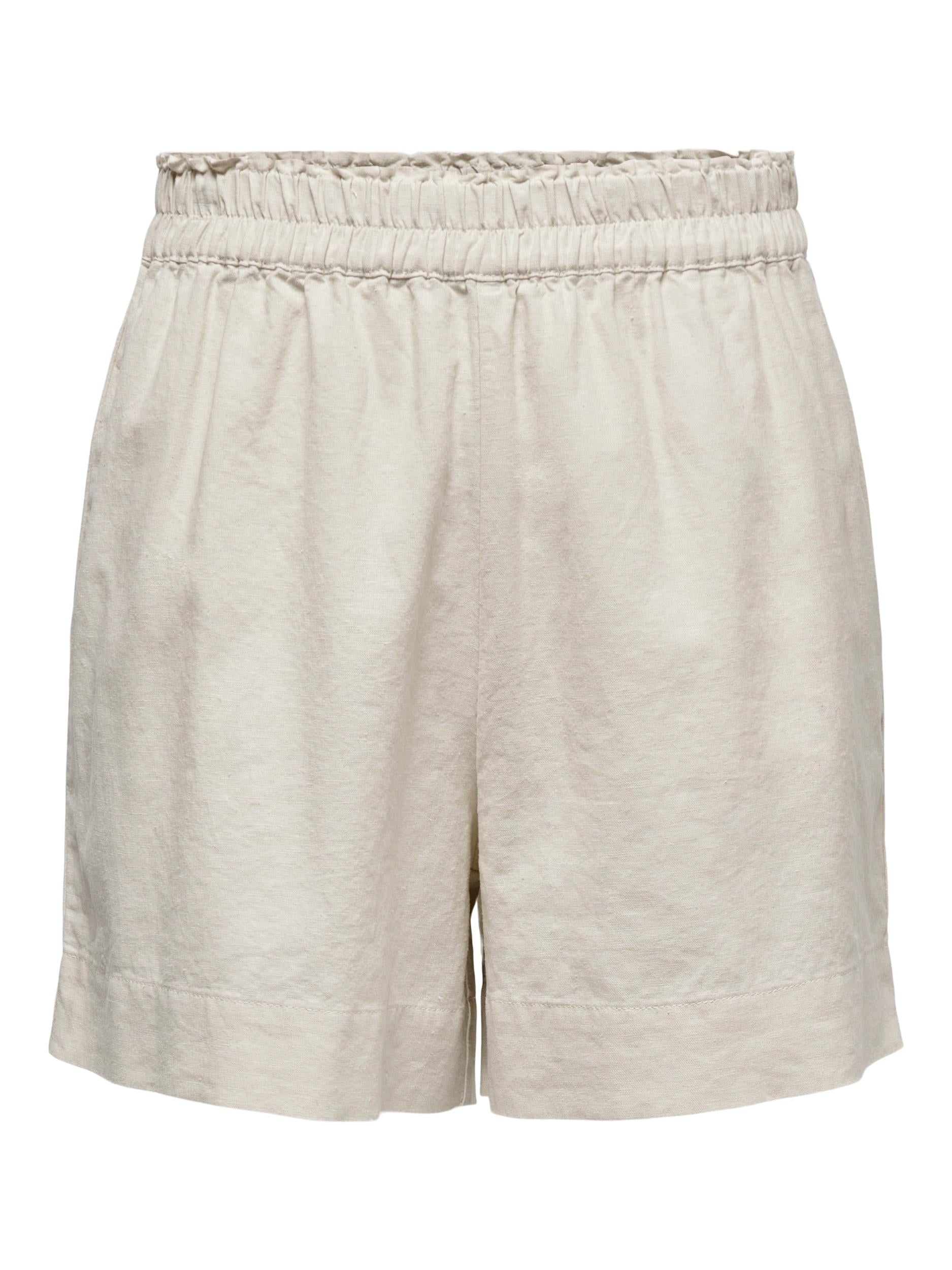 ONLY Leinenshorts 'ONLTOKYO HW LINEN BLEND SHORTS PNT NOOS' Moonbeam, Unifarben, Grau - Gr. M - Bild 1