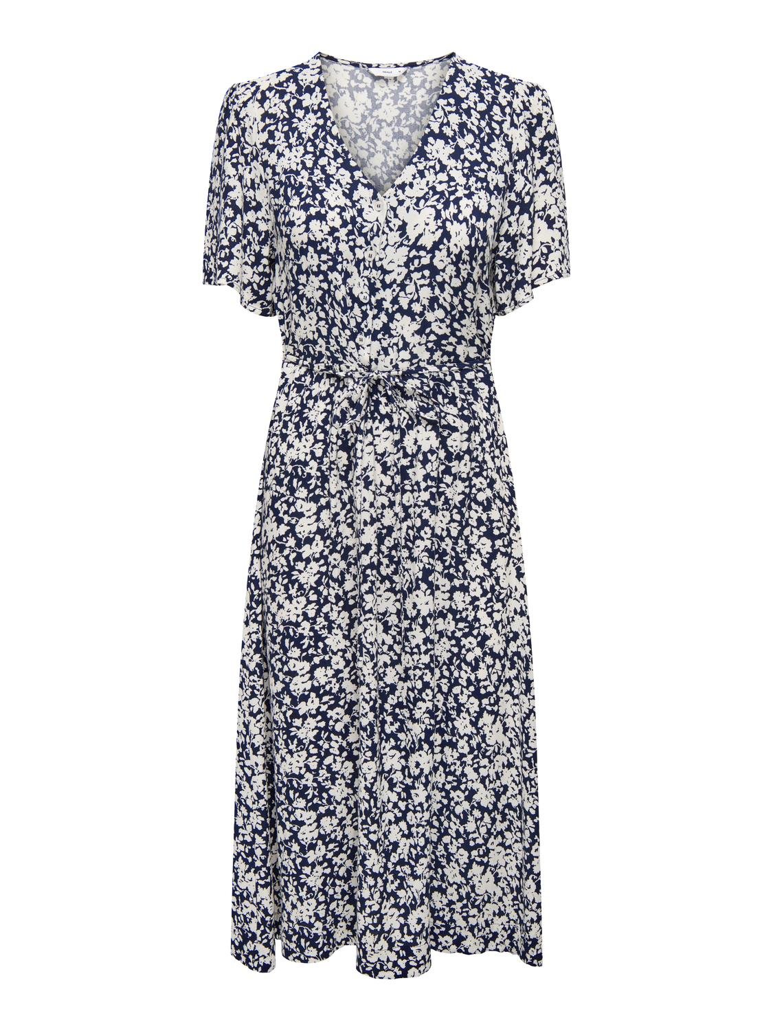 ONLY Midikleid 'ONLHALIA S/S MIDI DRESS WVN NOOS' Night Sky CAROLINE FLOWER, GeblmtFloral, Blau - Gr. M - Bild 1