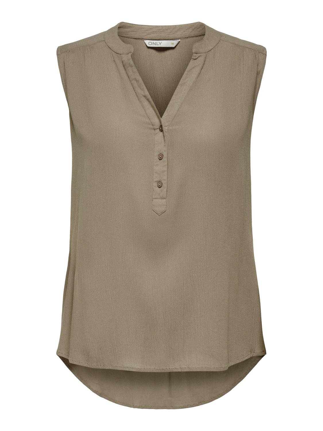 ONLY Blusenshirt 'ONLJETTE LIFE S/L TOP WVN NOOS' Mocha Meringue, Unifarben, Braun - Gr. 40 - Bild 1