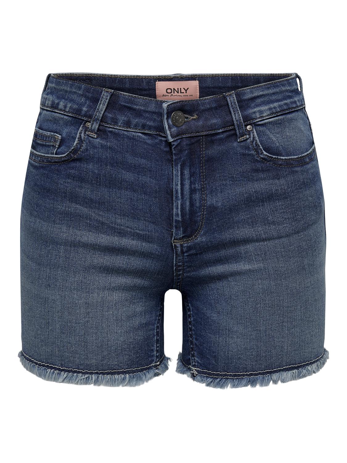 ONLY Jeans-Shorts 'ONLBLUSH MID SK DNM SHORTS NOOS' Dark Blue Denim, Unifarben, Blau - Gr. XS - Bild 1