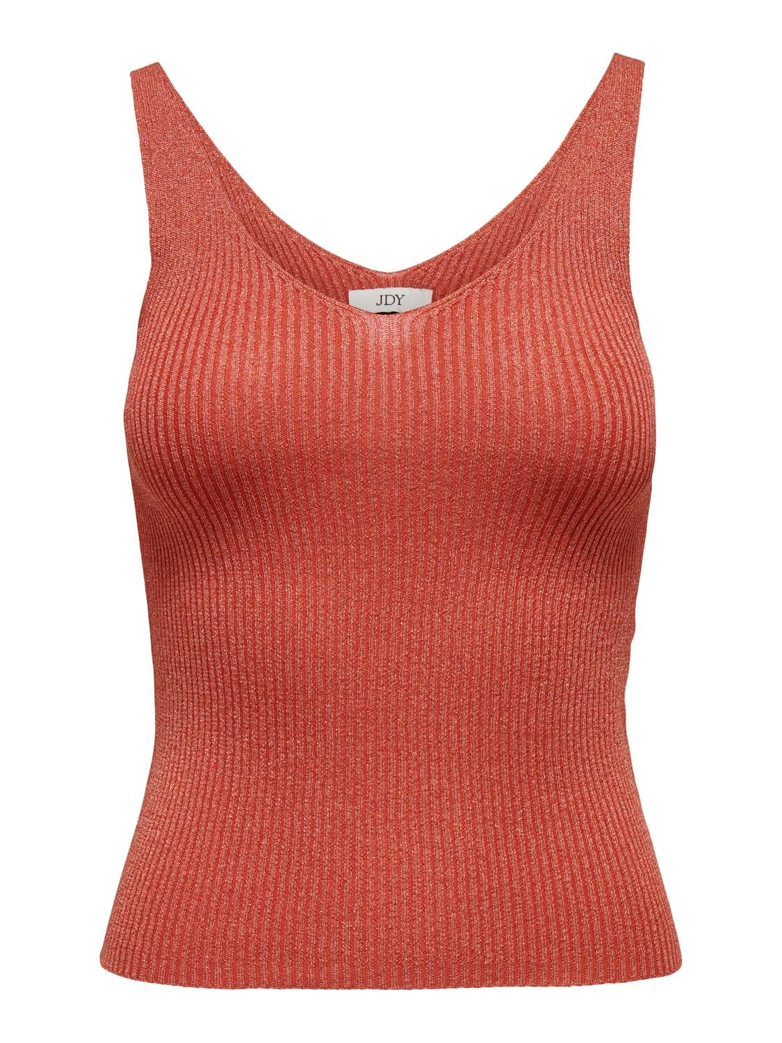 JDY Tank Top 'JDYBODILLA S/L TOP KNT' Burnt Sienna W DTM LUREX, Unifarben, Rot - Gr. XL - Bild 1