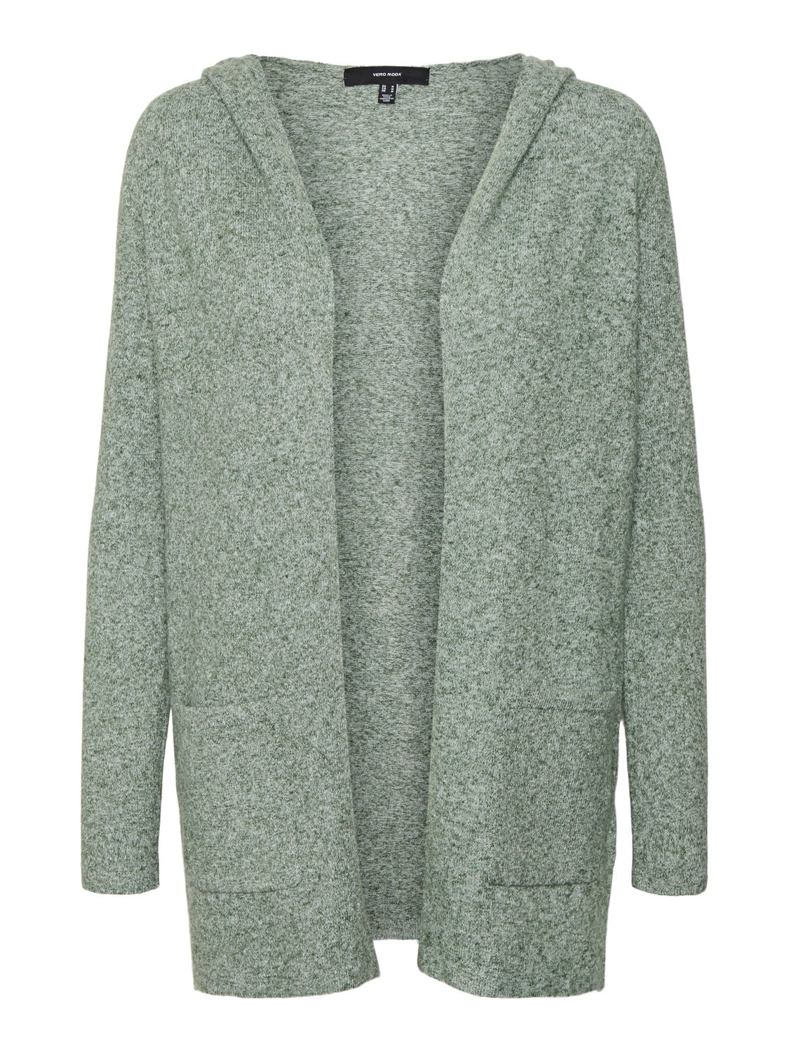 VERO MODA Cardigan 'VMDOFFY LS OPEN HOOD CARDIGAN GA NOOS' Laurel Wreath MELANGE, Unifarben, Gr&uuml;n - Gr. XS - Bild 1