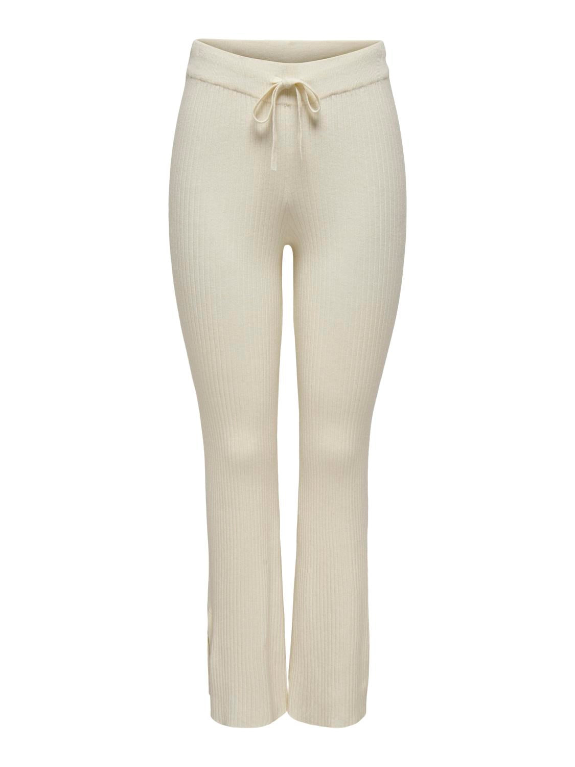 ONLY Strickhose 'ONLIBI LIFE MW RIB PANT CC KNT' Whitecap Gray Melange, Unifarben, Wei&szlig; - Gr. S - Bild 1