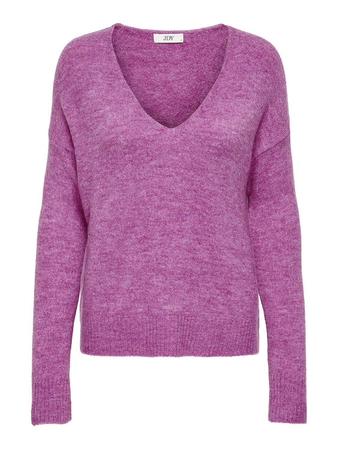JDY V-Pullover 'JDYELANORA L/S V-NECK PULLO. KNT NOOS' Purple Orchid MELANGE, Unifarben, Lila - Gr. XL - Bild 1