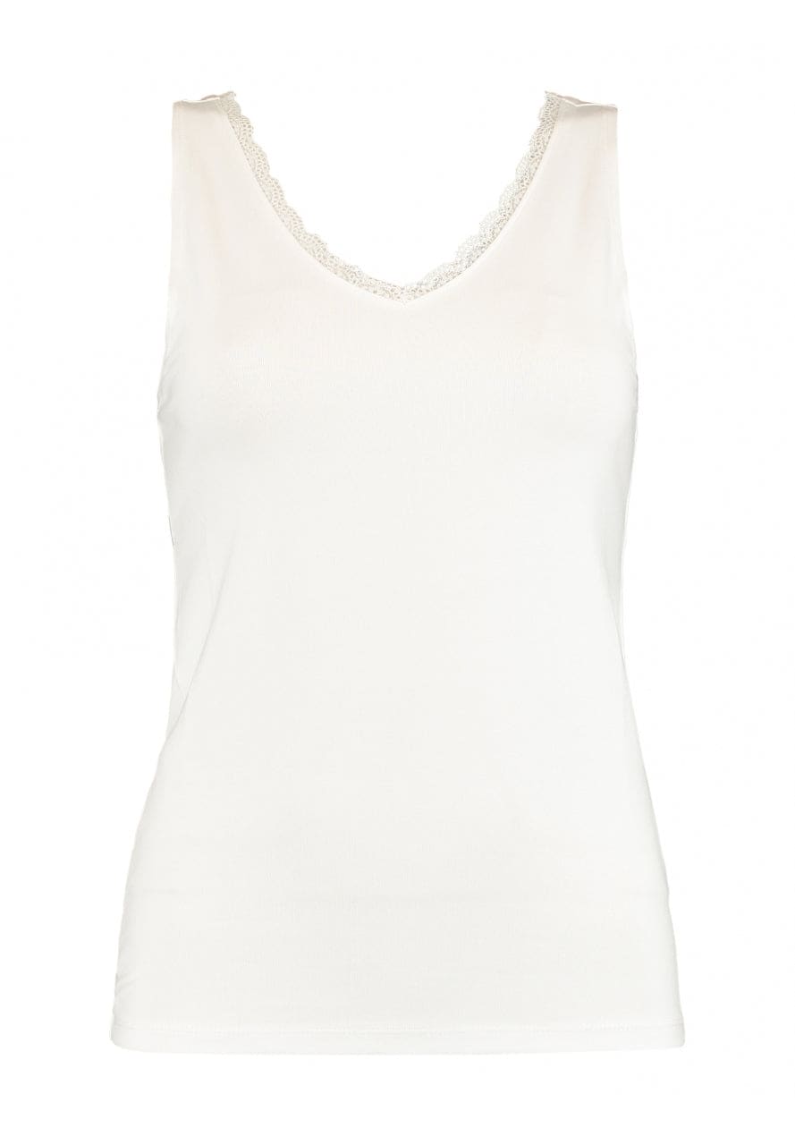 Hailys Spitzentop 'SL C TP Mi44llie' offwhite, Unifarben, Wei&szlig; - Gr. M - Bild 1