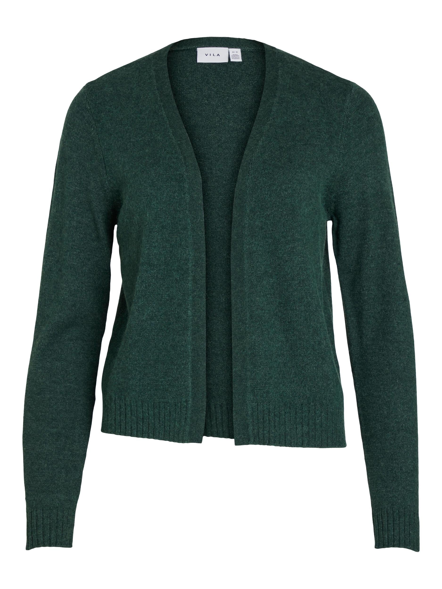 VILA Cardigan 'VIRIL SHORT L/S KNIT CARDIGAN-NOOS' Pineneedle DARK MELANGE, Unifarben, Gr&uuml;n - Gr. XXL - Bild 1