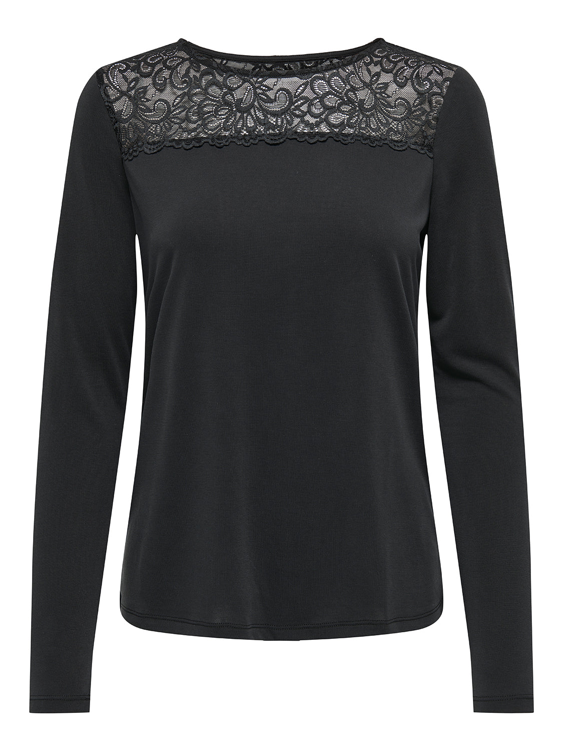 ONLY Langarmshirt 'ONLFREE LIFE L/S O-NECK LACE TOP JRS' Black, Unifarben, Schwarz - Gr. XL - Bild 1