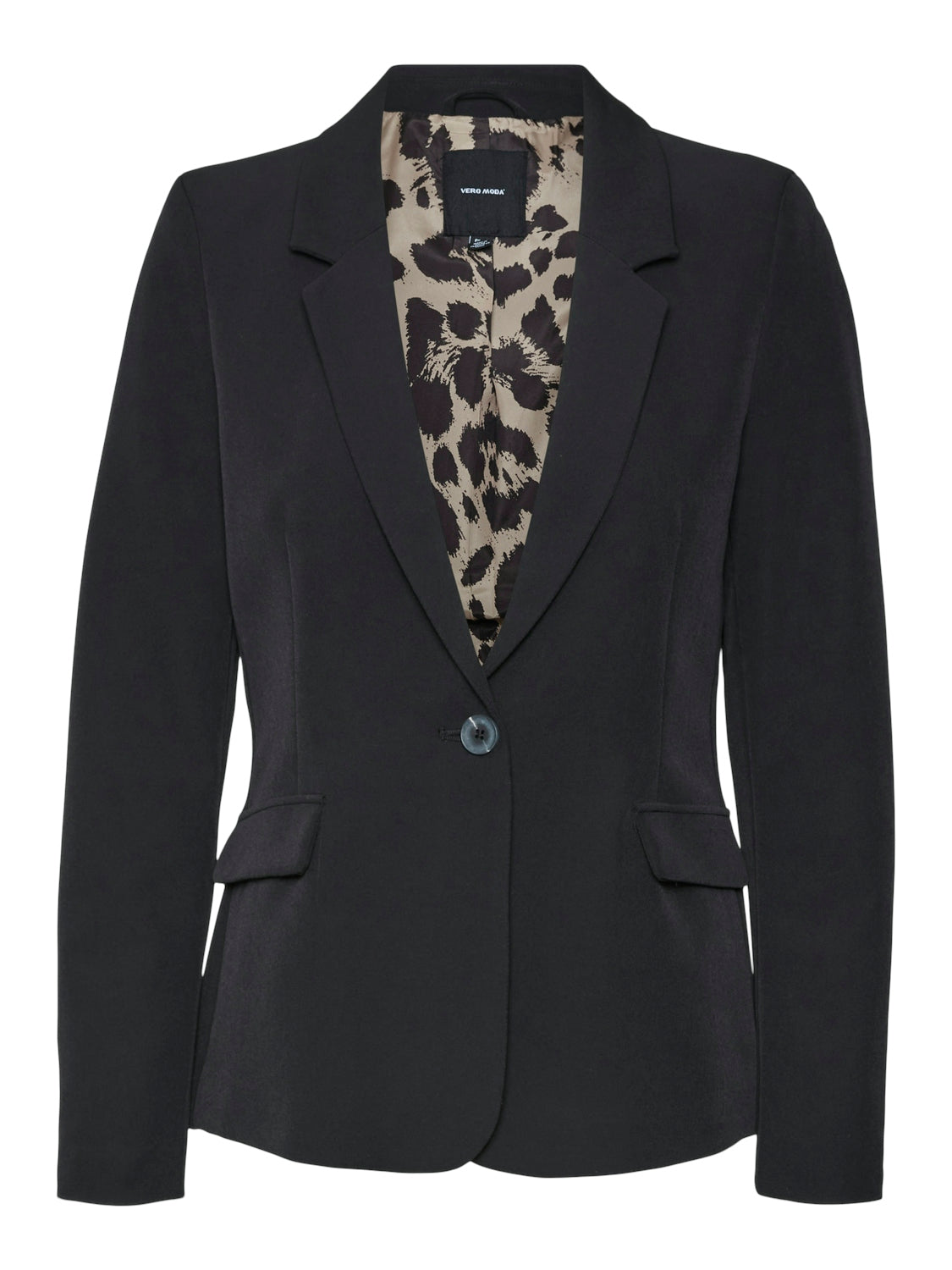 VERO MODA Klassischer Blazer 'VMKACANDRA LS FITTED BLAZER' Black LEO LINING, Unifarben, Schwarz - Gr. 42 - Bild 1