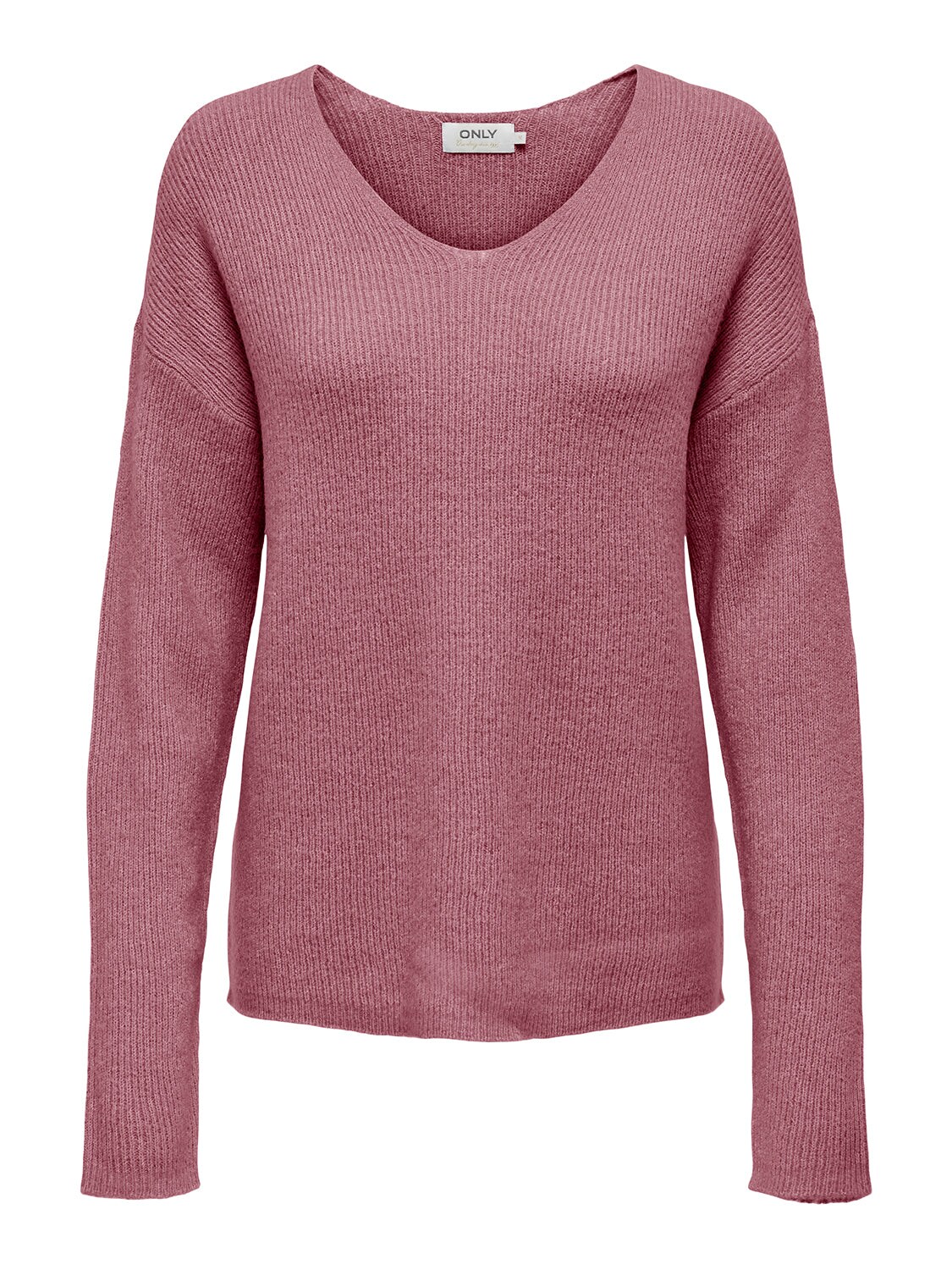 ONLY V-Pullover 'ONLCAMILLA V-NECK L/S PULLOVER KNT NOOS' Crushed Berry MELANGE, Unifarben, Rosa - Gr. M - Bild 1